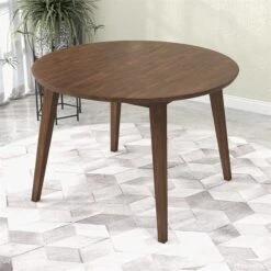 Pemberly Row Round Walnut Dining Kitchen Table, Mid Century Modern Charlotte Wood Top Table With Wood Legs 43" For Kitchen Dining Room Office Conference 2 To 5 People