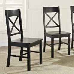 Walker Edison Modern Farmhouse Wood X-Back Armless Dining Chairs Kitchen, Set Of 2, Black -Home Table Chair Store 61sNa9s4DJL