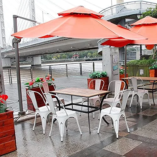 Furmax Metal Chairs Indoor/Outdoor Use Stackable Chic Dining Bistro Cafe Side Chairs Set Of 4 (Distressed White) 7 Furmax Metal Chairs Indoor/Outdoor Use Stackable Chic Dining Bistro Cafe Side Chairs Set Of 4 (Distressed White) - Image 5