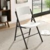 Living And More Commercial Folding Chair, Ergonomic Swiveling Back, Indoor Outdoor Use, 350-Pound Capacity, 1 Pack, White